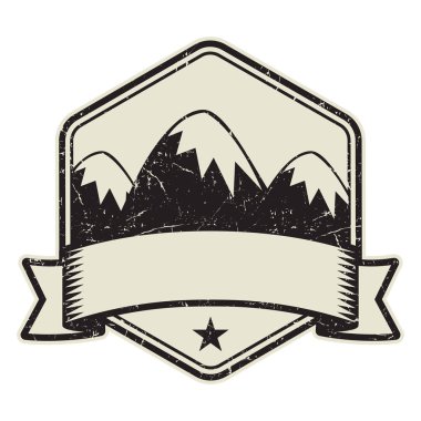 Dağ logosu, damga veya simge tasarım şablonu, vektör çizim