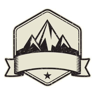 Dağ logosu, damga veya simge tasarım şablonu, vektör çizim