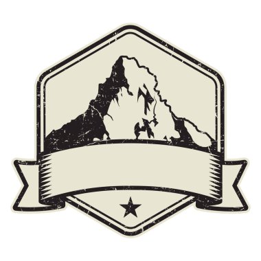 Dağ logosu, damga veya simge tasarım şablonu, vektör çizim
