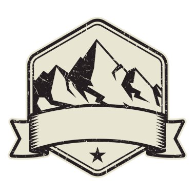 Dağ logosu, damga veya simge tasarım şablonu, vektör çizim
