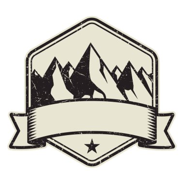 Dağ logosu, damga veya simge tasarım şablonu, vektör çizim