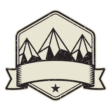 Dağ logosu, damga veya simge tasarım şablonu, vektör çizim