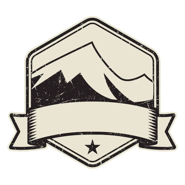 Plantilla Diseño Logotipo Sello Símbolo Montaña Ilustración Vectorial — Vector de stock
