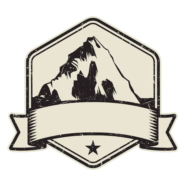 Modello Logo Timbro Simbolo Montagna Illustrazione Vettoriale — Vettoriale Stock