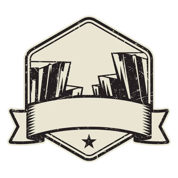 Modello Logo Timbro Simbolo Montagna Illustrazione Vettoriale — Vettoriale Stock