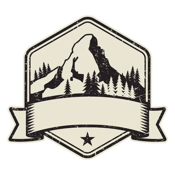 Plantilla Diseño Logotipo Sello Símbolo Montaña Ilustración Vectorial — Archivo Imágenes Vectoriales
