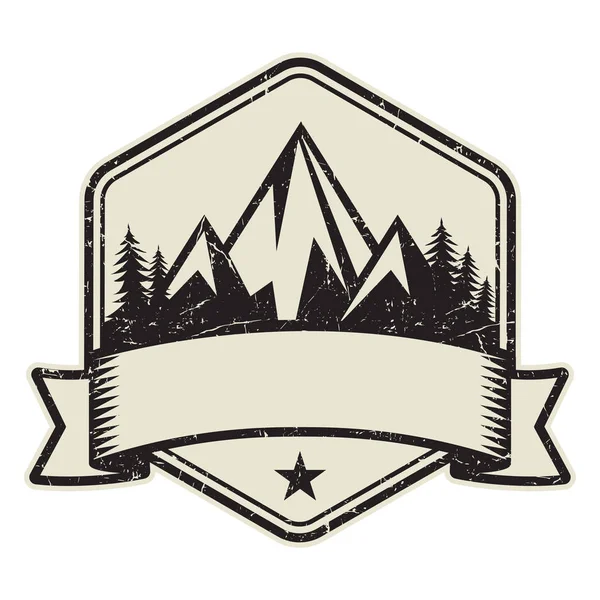 Mountain Symbolen Stämpel Eller Logotyp Formgivningsmall Vektorillustration — Stock vektor