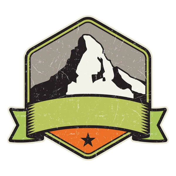 Dağ logosu, damga veya simge tasarım şablonu, vektör çizim