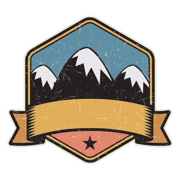 Dağ logosu, damga veya simge tasarım şablonu, vektör çizim