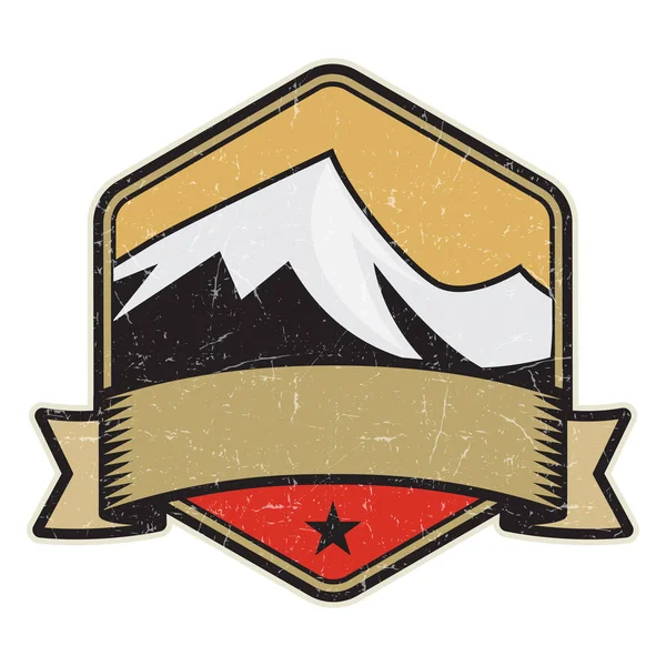 Dağ logosu, damga veya simge tasarım şablonu, vektör çizim