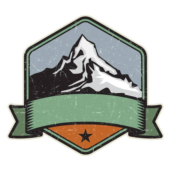 Dağ logosu, damga veya simge tasarım şablonu, vektör çizim