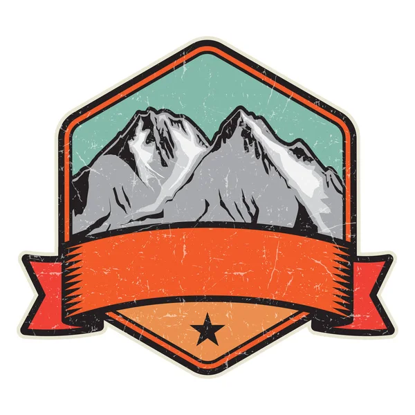 Dağ logosu, damga veya simge tasarım şablonu, vektör çizim