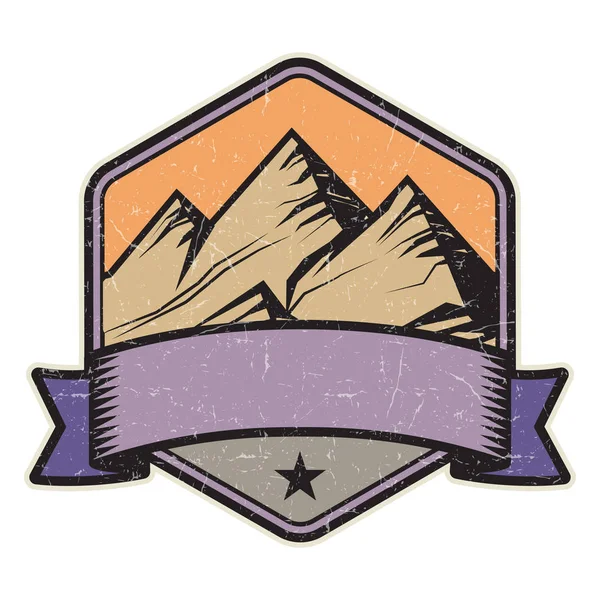 Dağ logosu, damga veya simge tasarım şablonu, vektör çizim