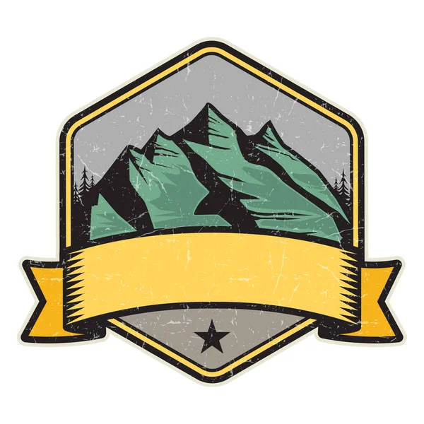 Dağ logosu, damga veya simge tasarım şablonu, vektör çizim