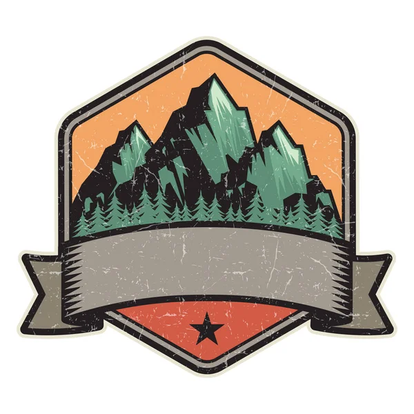 Mountain Logo Stamp Symbol Design Template Vector Illustration — Stock Vector