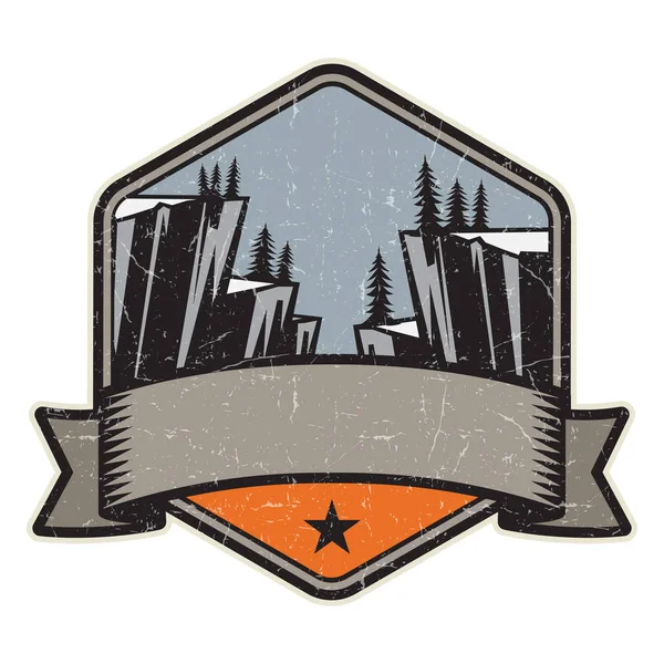 Dağ logosu, damga veya simge tasarım şablonu, vektör çizim