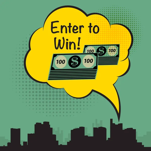 Dolar nakit para sembol ve metin Enter Win, vektör çizim