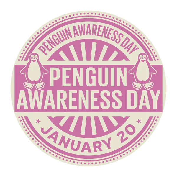 Πιγκουίνος Ημέρα Ευαισθητοποίησης Ιανουαρίου Λαστιχένια Σφραγίδα Διανυσματικά Εικονογράφηση — Διανυσματικό Αρχείο