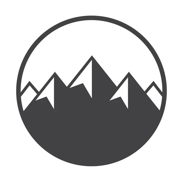 Mountain Logotyp Etikett Badge Och Annan Design Utomhus Äventyr Tecken — Stock vektor