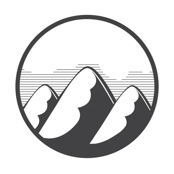 Горный Логотип Этикетка Значок Другой Дизайн Наружный Знак Приключений Символ — стоковый вектор