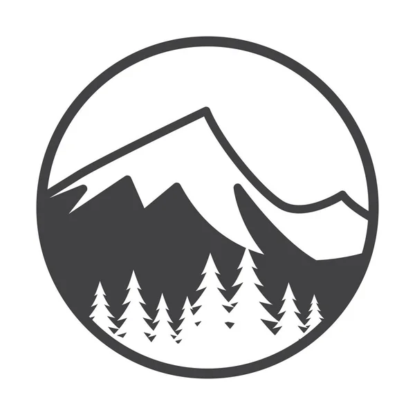 Mountain Logotyp Etikett Badge Och Annan Design Utomhus Äventyr Tecken — Stock vektor