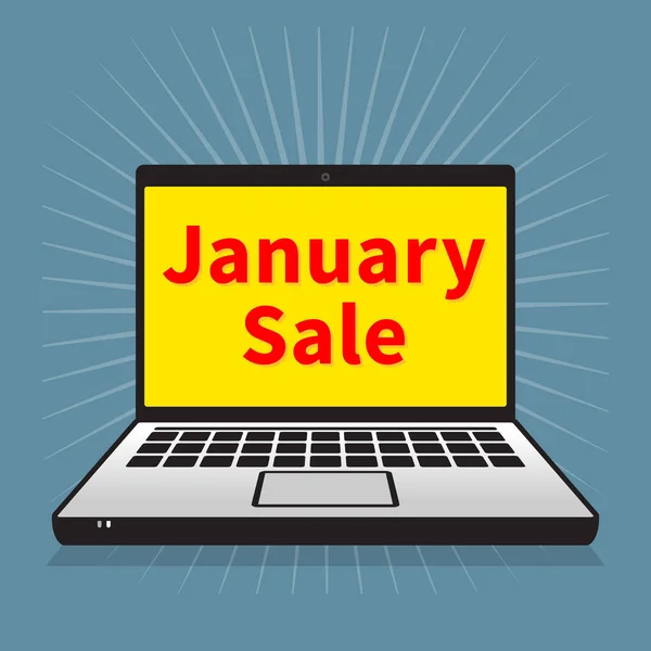 Laptop Oder Notebook Computer Business Konzept Mit Text Januar Verkauf — Stockvektor