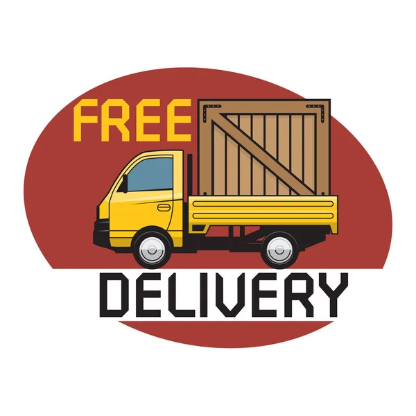 Commercial Vehicle Delivery Truck Text Free Delivery Vector Illustration — Stock Vector