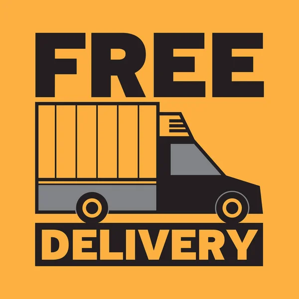 Commercial Vehicle Delivery Truck Text Free Delivery Vector Illustration — Stock Vector