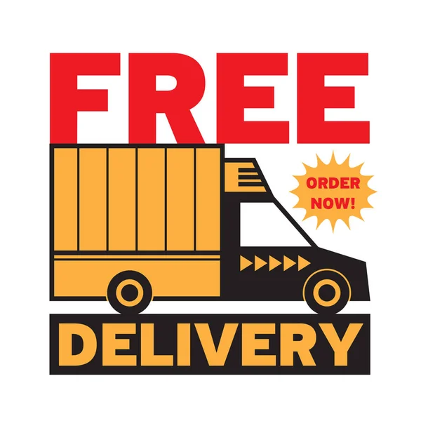 Commercial Vehicle Delivery Truck Text Free Delivery Vector Illustration — Stock Vector