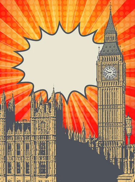 Абстрактный Плакат Вестминстерским Дворцом Елизаветой Тауэр Знаменитой Лондонской Достопримечательностью Векторная — стоковый вектор