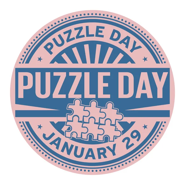 Puzzle Day Enero Sello Goma Vector Ilustración — Archivo Imágenes Vectoriales