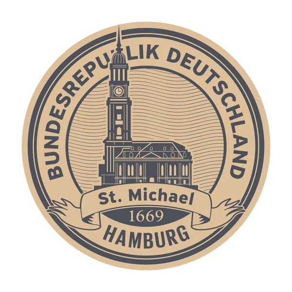 Timbre Étiquette Avec Mots Hambourg Allemagne Intérieur Illustration Vectorielle — Image vectorielle