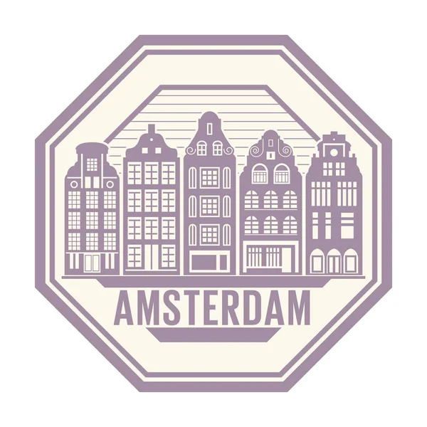 Selo Borracha Abstrato Com Palavras Amsterdam Holanda Dentro Ilustração Vetorial — Vetor de Stock