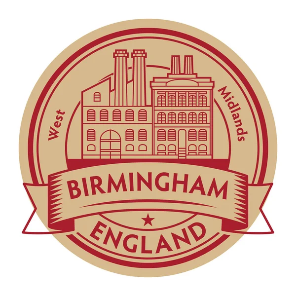 Timbro Astratto Gomma Con Parole Birmingham West Midlands Inghilterra All — Vettoriale Stock