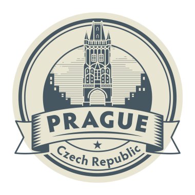 Prag, Çek damga, vektör çizim içinde yazılı Cumhuriyeti adıyla soyut damgası