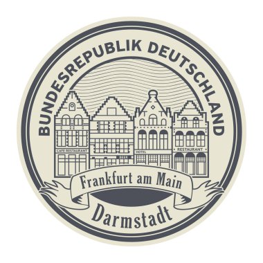 Arka lastik damgası kelime Frankfurt am Main, Almanya içinde vektör çizim ile