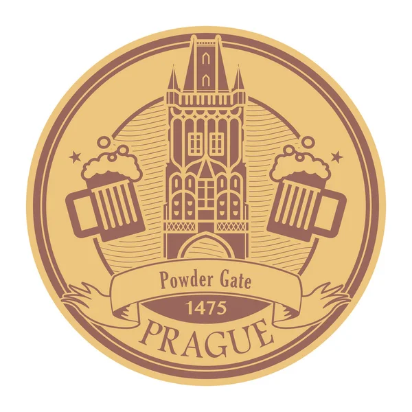 Abstract Stamp with the name of Prague, Czech Republic, Powder Gate written inside the stamp, vector illustration