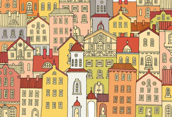 Ładna Ręcznie Rysowane Domy Windows Doodle Obudowy Ilustracja Wektorowa — Wektor stockowy