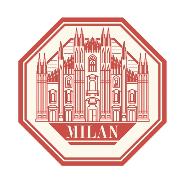 Abstract Rubber Stamp Milan Cathedral Text Milan Italy Vector Illustration — Stock Vector