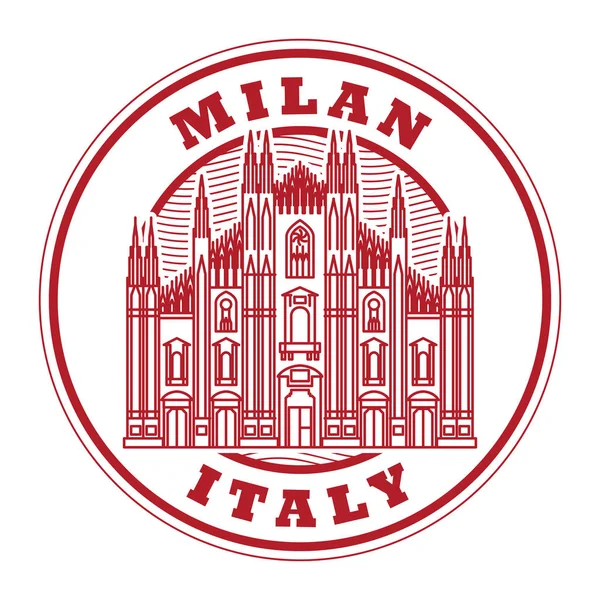 Abstract Rubber Stamp Milan Cathedral Vector Illustration — Stock Vector