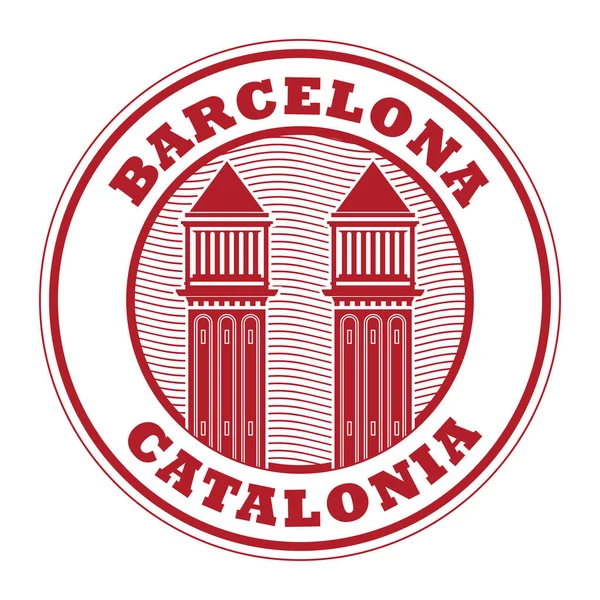 Абстрактная Резиновая Марка Венецианскими Башнями Текст Барселона Каталония Внутри Векторная — стоковый вектор