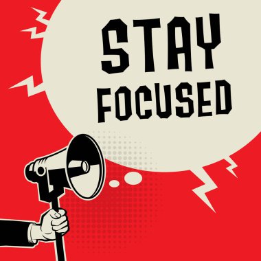 Megafon iş kavramı metin odaklanmış kalmak, vektör çizim ile