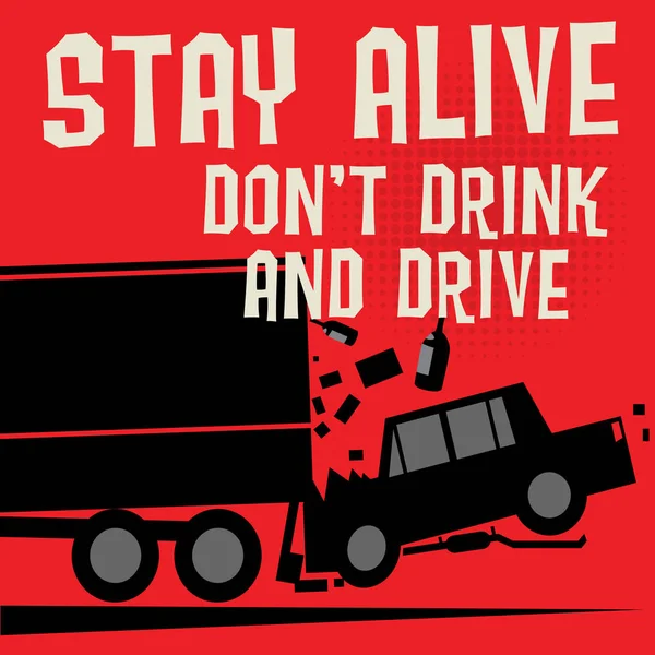 Stop Drunk Driving Accidentes Póster Vector Ilustración — Archivo Imágenes Vectoriales