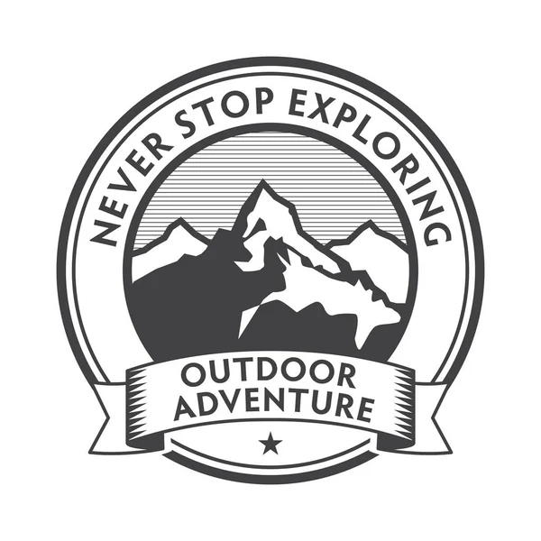Étiquette Badge Timbre Logo Emblème Vintage Avec Texte Outdoor Adventure — Image vectorielle