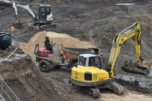 Vilnius Litauen Februar Bagger Auf Baustelle Februar 2019 Vilnius Ist — Stockfoto