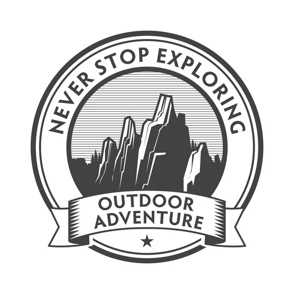 Vintage Label Badge Stamp Logo Emblem Text Outdoor Adventure Never — Stock Vector