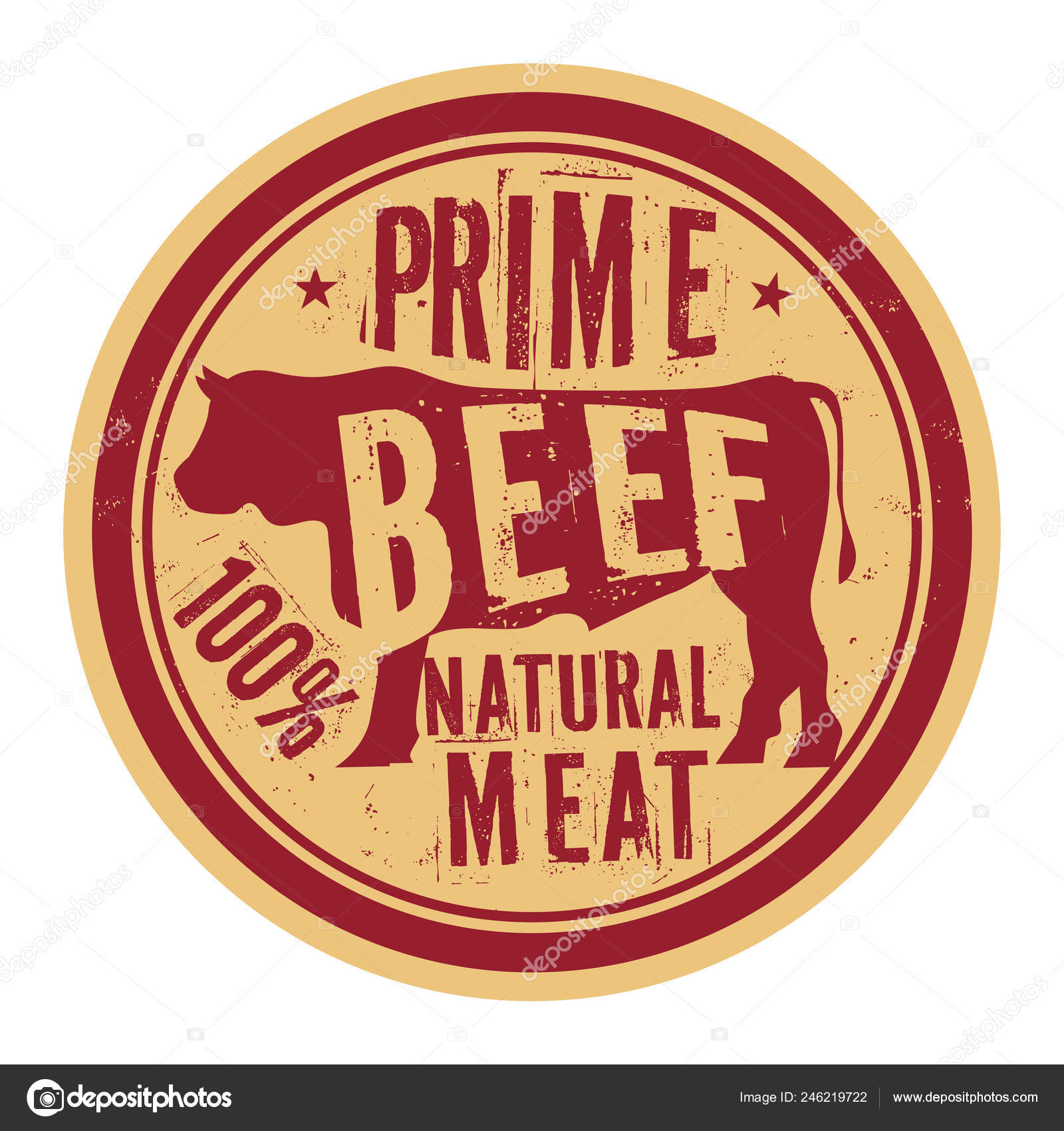 Cap Sapi Atau Teks Label Prime Beef Natural Meat Ilustrasi Vektor Stok oleh  ©_fla 246219722