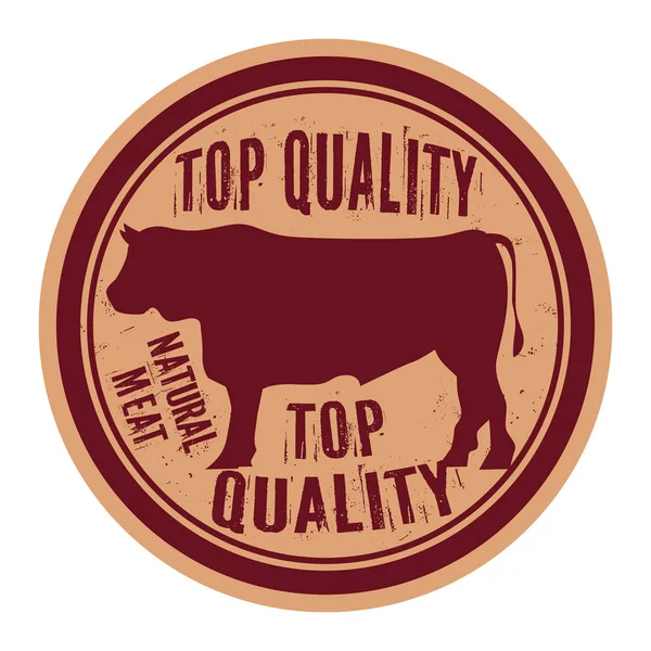 牛肉のスタンプまたはラベル テキスト トップ品質の牛肉 自然な肉 ベクトル イラスト — ストックベクタ