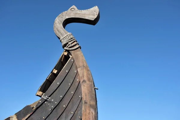 Detail Old Wooden Viking Boat Seashore — Stock Photo, Image