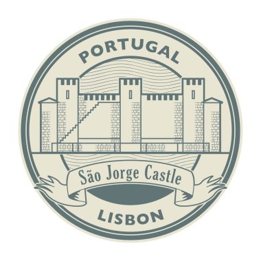 Arka lastik damgası kelimelerle Lizbon, Portekiz